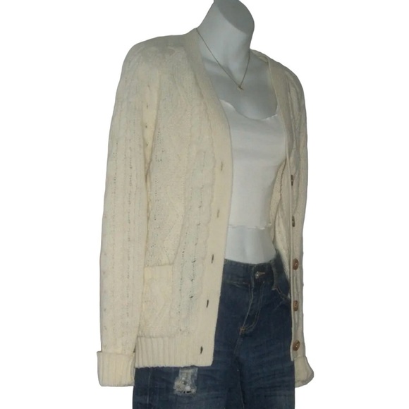 Vintage 70's Exclusive Imports Sweater Cardigan Prep School Academia Cable Knit - Picture 4 of 13